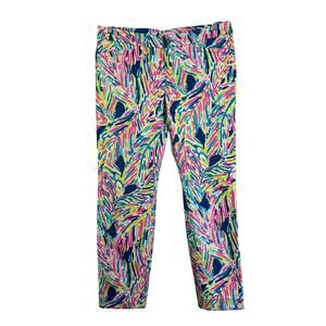LILLY PULITZER Pants 8 Kelly Textured Ankle Length Skinny Indigo‎ Palm Reader